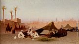 Charles Theodore Frere A late afternoon meal at an encampment, Cairo painting